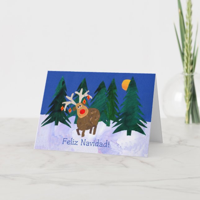 Cartes Pour Fêtes Annuelles Renne de Noël avec la salutation espagnole (Devant)