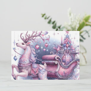 Cartes Pour Fêtes Annuelles Renne de Noël fantaisiste violet