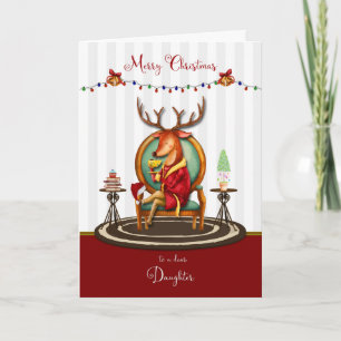 Cartes Pour Fêtes Annuelles Renne de Noël pour la fille