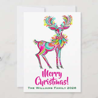 Cartes Pour Fêtes Annuelles Renne de Noël rose arc-en-ciel Fierté Gay