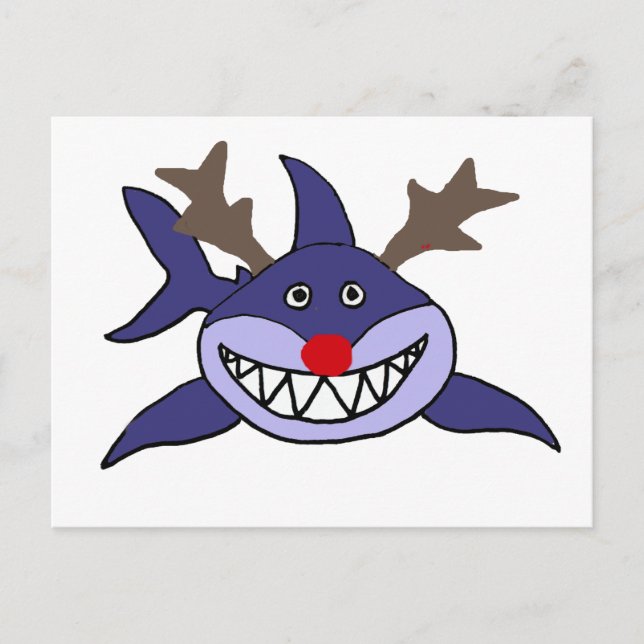Cartes Pour Fêtes Annuelles Renne drôle de requin de Noël (Devant)