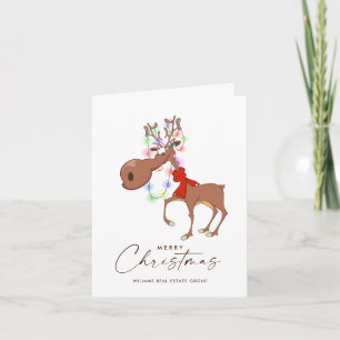Cartes Pour Fêtes Annuelles Renne drôle Joyeux Noël Message d'entreprise