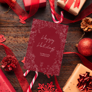Cartes Pour Fêtes Annuelles Renne joueur & Botaniques d'hiver - Noël