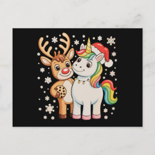 Cartes Pour Fêtes Annuelles Renne Licorne Noël Xmas Vacances Fêtes