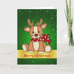 Cartes Pour Fêtes Annuelles Renne mignon et Noël d'étoiles de scintillement