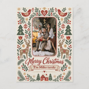 Cartes Pour Fêtes Annuelles Renne nordique d'art populaire personnalisé pour N