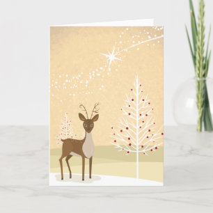 Cartes Pour Fêtes Annuelles Renne, Photo d'arbre de Noël à l'intérieur