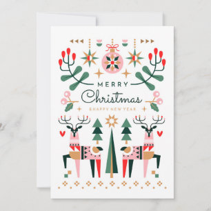 Cartes Pour Fêtes Annuelles Renneaux géométriques de Noël