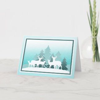 Cartes Pour Fêtes Annuelles Rennes, arbres et flocons de neige