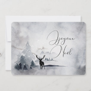Cartes Pour Fêtes Annuelles Rennes avec Gros Antlers Aquarelle Noël
