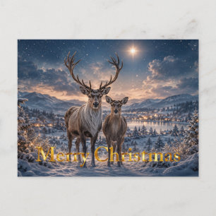 Cartes Pour Fêtes Annuelles Rennes dans un paysage enneigé Joyeux Noël