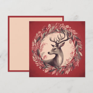 Cartes Pour Fêtes Annuelles Rennes de Noël avec Couronne de Fêtes