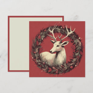 Cartes Pour Fêtes Annuelles Rennes de Noël avec Couronne de Fêtes