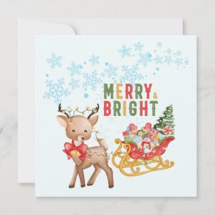 Cartes Pour Fêtes Annuelles Rennes de Noël et traîneau du Père Noël