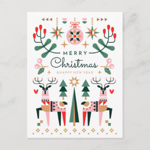 Cartes Pour Fêtes Annuelles Rennes de Noël géométriques