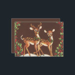 Cartes Pour Fêtes Annuelles Rennes de Noël rétro<br><div class="desc">Carte de vacances Festive rétro rennes de Noël</div>