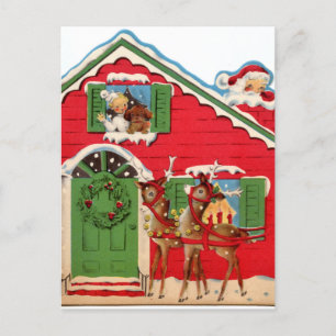 Cartes Pour Fêtes Annuelles rennes de Père Noël rétro