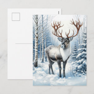 Cartes Pour Fêtes Annuelles Rennes des forêts dans une couverture de faune de