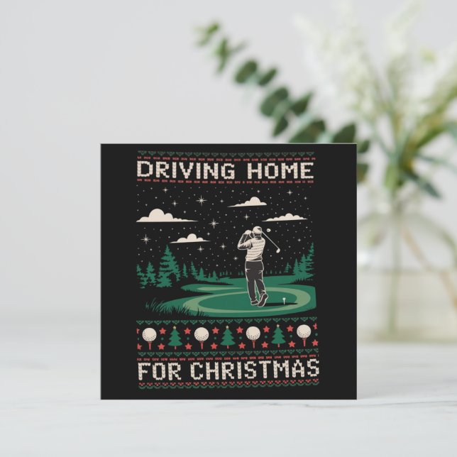 Cartes Pour Fêtes Annuelles Rentrer à la maison pour Noël Golf Drôle Ugly Xmas (Debout devant)
