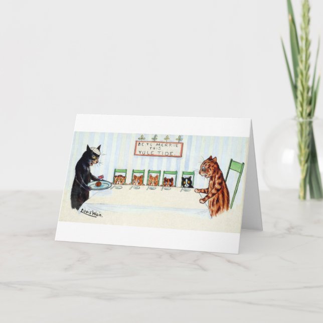 Cartes Pour Fêtes Annuelles Repas de Noël, Louis Wain (Devant)