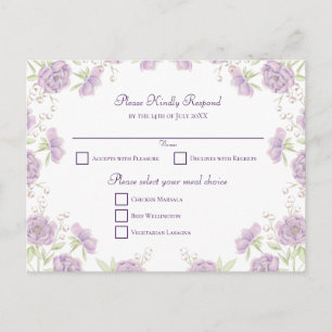 Cartes Pour Fêtes Annuelles Réponse de mariage Rose Violet Lavande