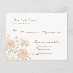 Cartes Pour Fêtes Annuelles Réponse RSVP de mariage Rose Pêche