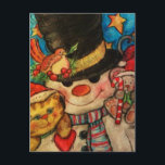 Cartes Pour Fêtes Annuelles Repose Avec Frosty - Snowman<br><div class="desc">Snowman Frosty avec un chaton et un ami de souris. Design lumineux et coloré</div>