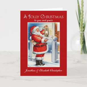 Cartes Pour Fêtes Annuelles Reproduction vintage de Noël joyeux personnalisée 