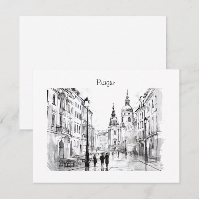 Cartes Pour Fêtes Annuelles République tchèque de Prague (Devant / Derrière)