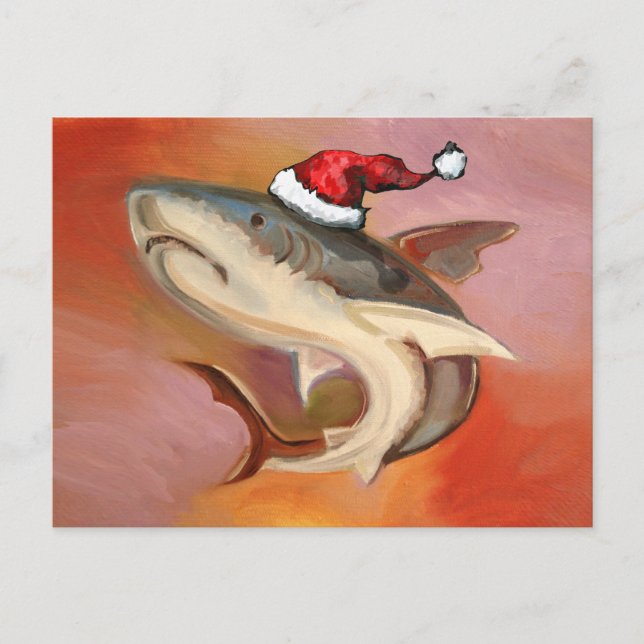 Cartes Pour Fêtes Annuelles Requin de Père Noël (Devant)