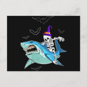 Cartes Pour Fêtes Annuelles Requin qui monte un squelette drôle - Cadeau fou d