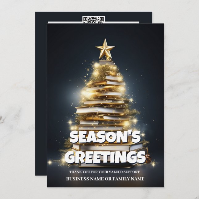 Cartes Pour Fêtes Annuelles Réserver Noël arbre de vacances photo (Devant / Derrière)