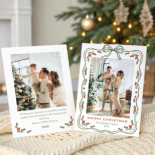 Cartes Pour Fêtes Annuelles Réservoir de Noël vert minimaliste Ruban 2 photo