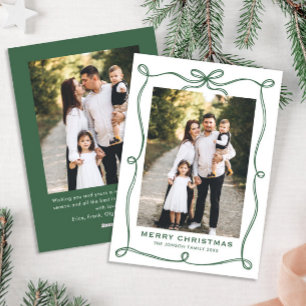 Cartes Pour Fêtes Annuelles Réservoir de Noël vert minimaliste Ruban 2 photo