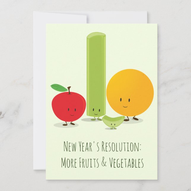 Cartes Pour Fêtes Annuelles Résolution du Nouvel An Manger sainement Fruit Cel (Devant)