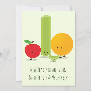 Cartes Pour Fêtes Annuelles Résolution du Nouvel An Manger sainement Fruit Cel