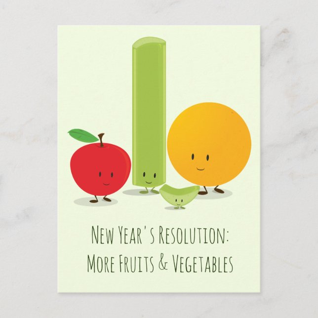 Cartes Pour Fêtes Annuelles Résolution du Nouvel An Manger sainement Fruit Cel (Devant)