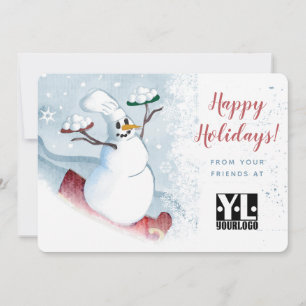 Cartes Pour Fêtes Annuelles Restaurant de traiteur Snowman cuisine de Noël