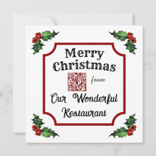 Cartes Pour Fêtes Annuelles Restaurant QR Code personnalisé Joyeux Noël