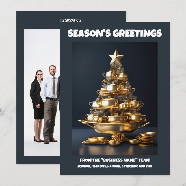 Cartes Pour Fêtes Annuelles Restauration chefs de sapin de Noël restauration c (Devant / Derrière)