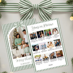 Cartes Pour Fêtes Annuelles Résumé de l'année Arche de Noël Photo & Ruban Vert