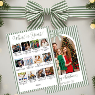 Cartes Pour Fêtes Annuelles Résumé de l'année Arche de Noël Photo & Ruban Vert