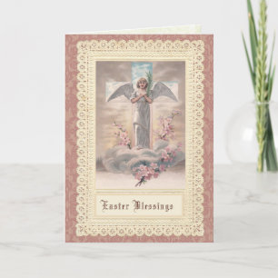 Cartes Pour Fêtes Annuelles Résurrection de Pâques Croix Angel Eucharistie cat