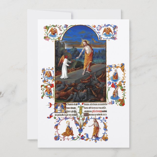 Cartes Pour Fêtes Annuelles Résurrection médiévale du Christ Pâques (Devant)