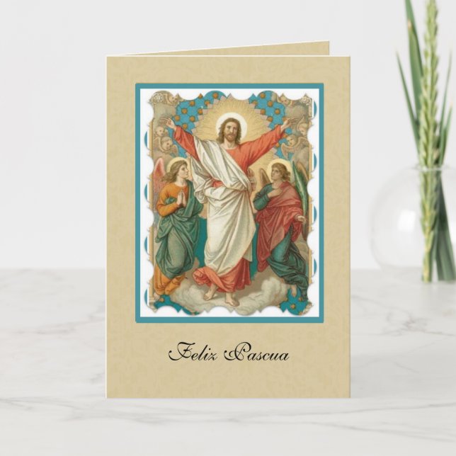 Cartes Pour Fêtes Annuelles Résurrection religieuse de Pâques Jésus (Devant)