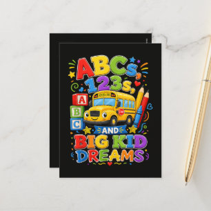 Cartes Pour Fêtes Annuelles Retour à l'école Premier Jour Grands Rêves d'Enfan