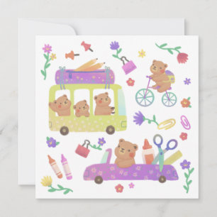 Cartes Pour Fêtes Annuelles Retour à l'école : Teddy est prêt pour l'école