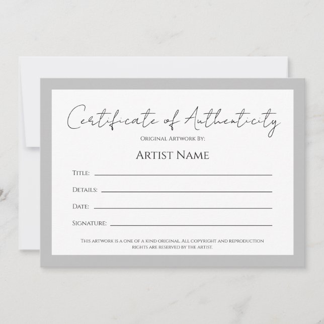 Cartes Pour Fêtes Annuelles Retour Art Photo Certificat d'authenticité (Devant)