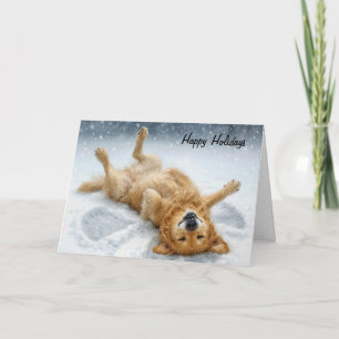 Cartes Pour Fêtes Annuelles Rétreiver doré ange de neige de Noël