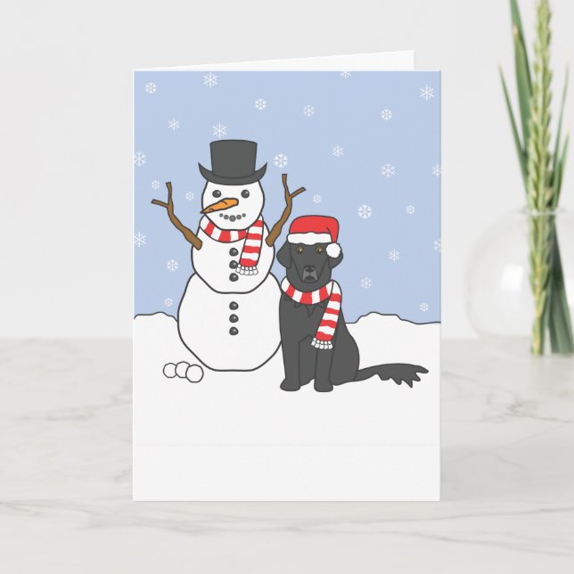 Cartes Pour Fêtes Annuelles Retriqueur à revêtement plat et Snowman (Devant)